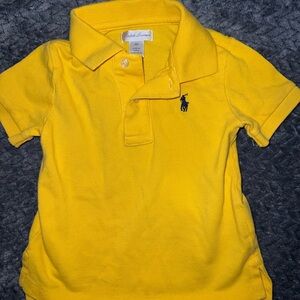 🩷5/$25 Ralph Lauren mustard Yellow Kids Polo preppy collared shirt 18M